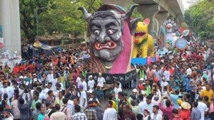 বর্ষবরণের শোভাযাত্রায় হাজারো মানুষের ঢল